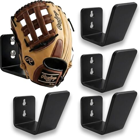 4 قطع من قفازات البيسبول، حامل عرض مثبت على الحائط، حافظة منظمة لحامل البيسبول العمودي من الأكريليك، تثبيت لاصق بدون حفر، يحافظ على شكل القفاز، ديكور لكهف غرفة النوم in Kuwait