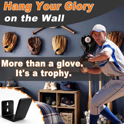 4 قطع من قفازات البيسبول، حامل عرض مثبت على الحائط، حافظة منظمة لحامل البيسبول العمودي من الأكريليك، تثبيت لاصق بدون حفر، يحافظ على شكل القفاز، ديكور لكهف غرفة النوم in Kuwait