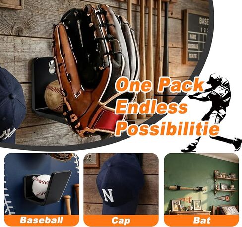 4 قطع من قفازات البيسبول، حامل عرض مثبت على الحائط، حافظة منظمة لحامل البيسبول العمودي من الأكريليك، تثبيت لاصق بدون حفر، يحافظ على شكل القفاز، ديكور لكهف غرفة النوم in Kuwait