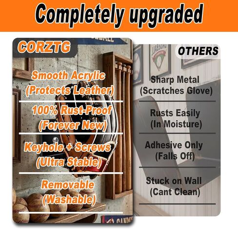 4 قطع من قفازات البيسبول، حامل عرض مثبت على الحائط، حافظة منظمة لحامل البيسبول العمودي من الأكريليك، تثبيت لاصق بدون حفر، يحافظ على شكل القفاز، ديكور لكهف غرفة النوم in Kuwait