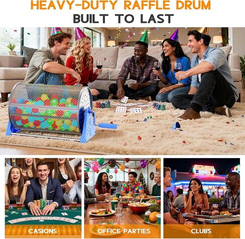 طبلة السحب، 19 × 12 بوصة مع قاعدة ترايبود قابلة للفصل، تحمل 8000 تذكرة أو 250 كرة بينج بونج، تذكرة يانصيب محمولة متينة/طبل دوار للكرة للألعاب والمناسبات والحفلات in Kuwait