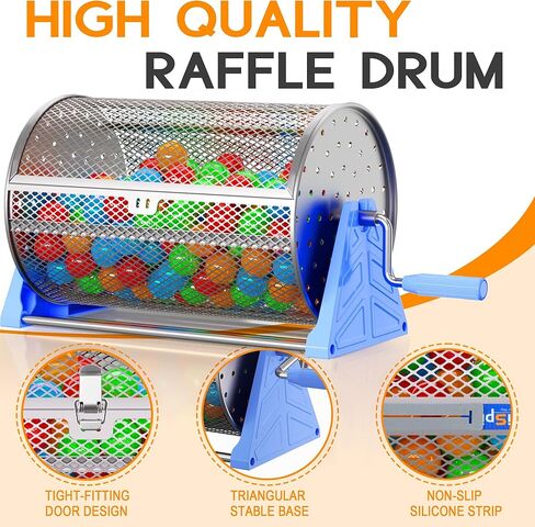 طبلة السحب، 19 × 12 بوصة مع قاعدة ترايبود قابلة للفصل، تحمل 8000 تذكرة أو 250 كرة بينج بونج، تذكرة يانصيب محمولة متينة/طبل دوار للكرة للألعاب والمناسبات والحفلات in Kuwait