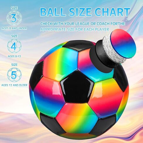 Retisee 2 PCS Rainbow Soccer Ball مع المضخة الرسمية الحجم الداخلي في الهواء الطلق ناعمة كرة القدم القابلة للنفخ للطفل للطفل في سن المراهقة للبالغين لممارسة لعبة in Kuwait