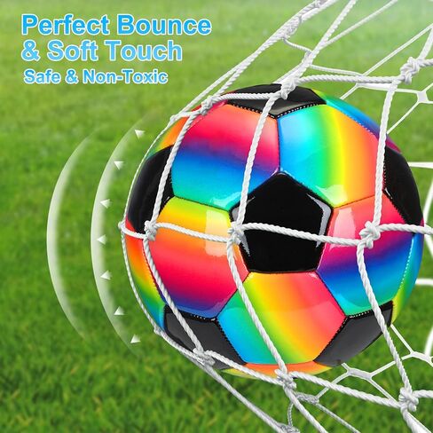 Retisee 2 PCS Rainbow Soccer Ball مع المضخة الرسمية الحجم الداخلي في الهواء الطلق ناعمة كرة القدم القابلة للنفخ للطفل للطفل في سن المراهقة للبالغين لممارسة لعبة in Kuwait