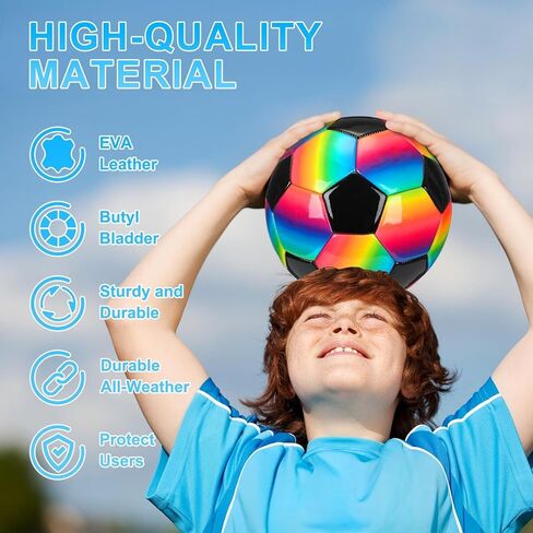 Retisee 2 PCS Rainbow Soccer Ball مع المضخة الرسمية الحجم الداخلي في الهواء الطلق ناعمة كرة القدم القابلة للنفخ للطفل للطفل في سن المراهقة للبالغين لممارسة لعبة in Kuwait