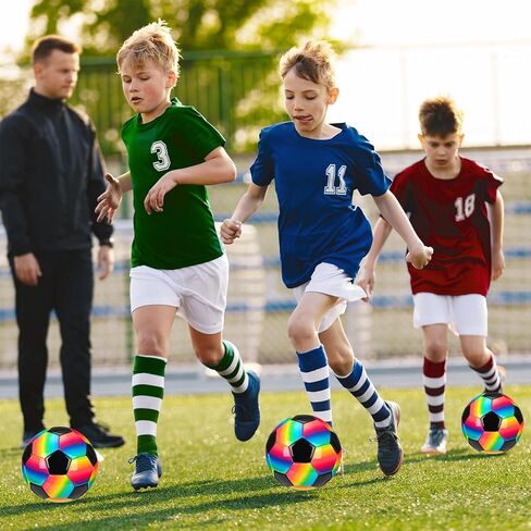 Retisee 2 PCS Rainbow Soccer Ball مع المضخة الرسمية الحجم الداخلي في الهواء الطلق ناعمة كرة القدم القابلة للنفخ للطفل للطفل في سن المراهقة للبالغين لممارسة لعبة in Kuwait