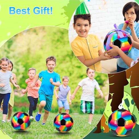 Retisee 2 PCS Rainbow Soccer Ball مع المضخة الرسمية الحجم الداخلي في الهواء الطلق ناعمة كرة القدم القابلة للنفخ للطفل للطفل في سن المراهقة للبالغين لممارسة لعبة in Kuwait