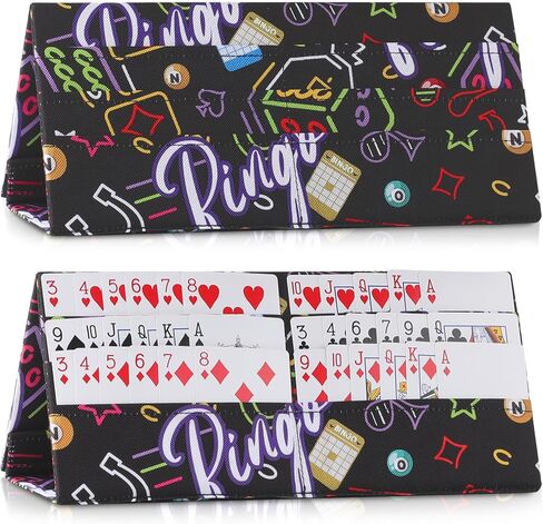 2PCS Playing Card Holder for Poker, Bridge & Canasta, Foldable 6-Slot Organizer for Bingo Pull Tabs & Gambling Tickets, Portable Card Game Gifts for Adults & Seniors in Saudi Arabia