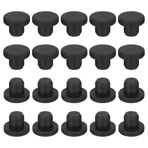 20-Pack Black Rubber Stopper Plugs, 2.7mm Round Waterproof Button Plug Holes for 2-2.5mm/0.08-0.1" Hole, T-Shaped Soft Flexible Rubber Stopper Set for Bottle Tubes/DIY in Saudi Arabia