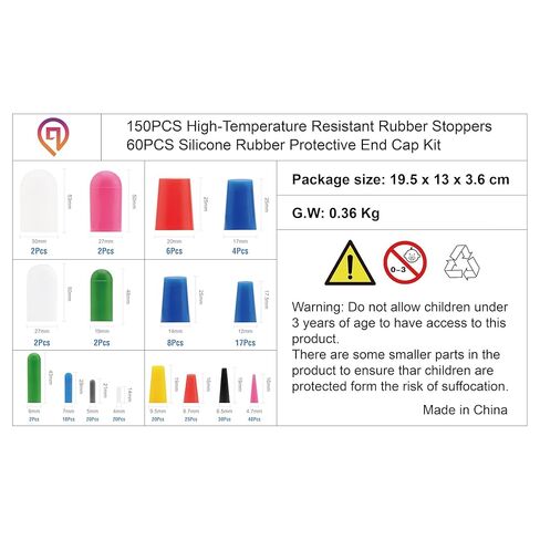 150+60PCS High Temp Silicone Rubber Tapered Plug Kit, Silicone Rubber Protective End Cap Kit for Hole Plugs, Spraying, Coating, Painting Protection in Saudi Arabia