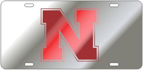 Craftique Nebraska Cornhuskers Mirrored Laser Cut License Plate - N Logo in Saudi Arabia