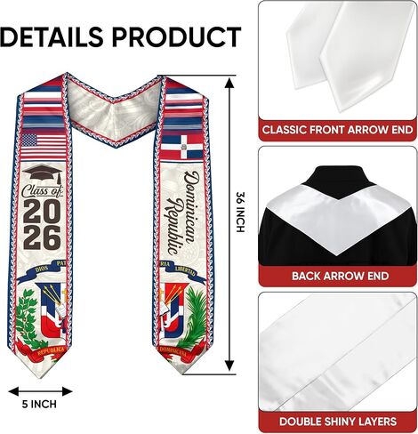 CHIARA CONTI11 Stoles For Graduation 2025 Dominican Graduation Sash Class Of 2025, Graduation Dominican Flag Stole in Kuwait