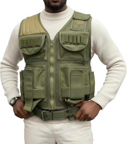 Black Tactical Airsoft Paintball Vest (US, Alpha (Alpha), S, XXL, OD Green) in Kuwait