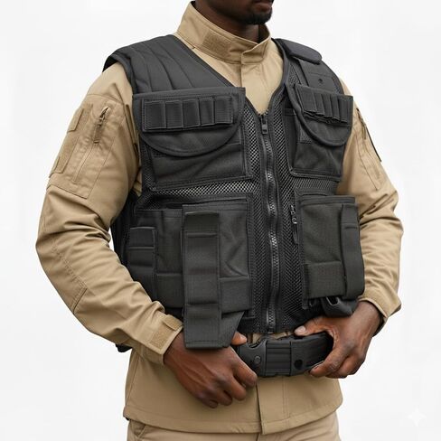 Black Tactical Airsoft Paintball Vest in Kuwait