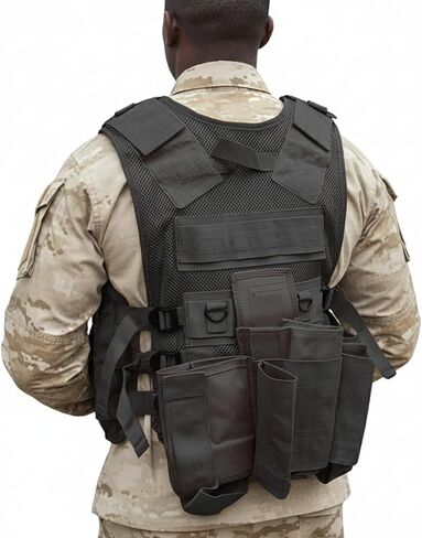 Black Tactical Airsoft Paintball Vest in Kuwait
