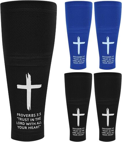 Toulite 2 Pairs Soccer Shin Guards Sleeves Christian Soft Breathable Cross Shin Guard Sleeves Youth with Optimized Insert Pocket for Football Games in Saudi Arabia