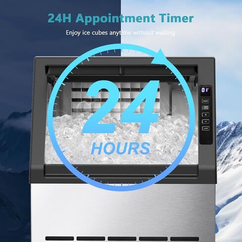 COWSAR Commercial Ice Maker Machine, 80Lbs/24H Stainless Steel Undercounter Ice Maker with 24Lbs Storage Capacity, Self-Cleaning Freestanding Ice Machine for Home, Bar, Restaurant, Office, Outdoor in Kuwait