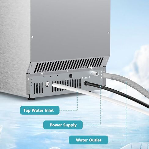 COWSAR Commercial Ice Maker Machine, 80Lbs/24H Stainless Steel Undercounter Ice Maker with 24Lbs Storage Capacity, Self-Cleaning Freestanding Ice Machine for Home, Bar, Restaurant, Office, Outdoor in Kuwait