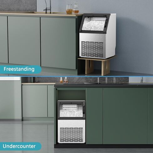 COWSAR Commercial Ice Maker Machine, 80Lbs/24H Stainless Steel Undercounter Ice Maker with 24Lbs Storage Capacity, Self-Cleaning Freestanding Ice Machine for Home, Bar, Restaurant, Office, Outdoor in Kuwait