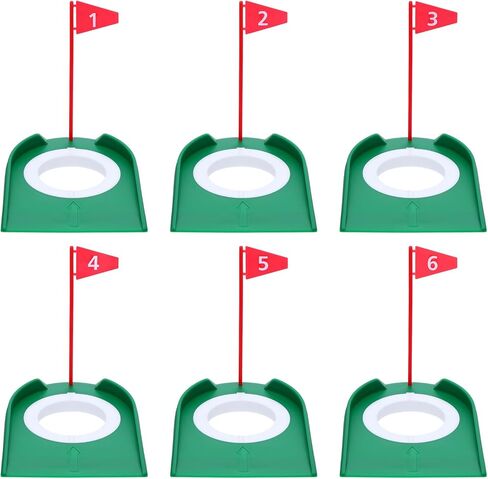6 Pcs Golf Putting Practice Cup Hole Training Aids, Golf Putting Cups with Flags, Golfs Accessories Training Putters with Plastic Flag for Adult Green Office Garage Yard Indoor Outdoor Practice in Saudi Arabia