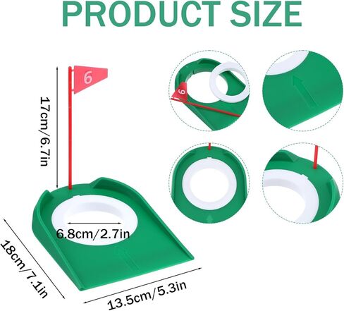 6 Pcs Golf Putting Practice Cup Hole Training Aids, Golf Putting Cups with Flags, Golfs Accessories Training Putters with Plastic Flag for Adult Green Office Garage Yard Indoor Outdoor Practice in Saudi Arabia