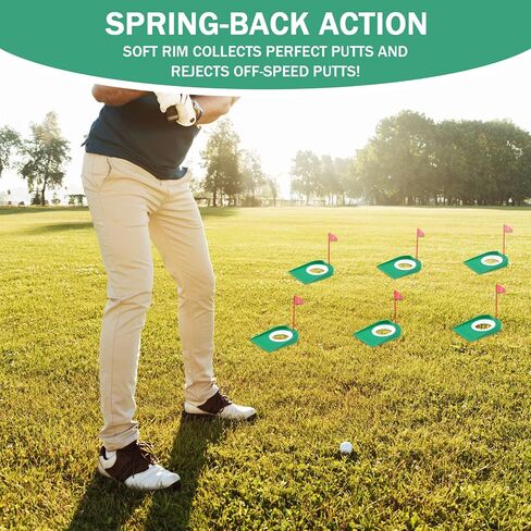 6 Pcs Golf Putting Practice Cup Hole Training Aids, Golf Putting Cups with Flags, Golfs Accessories Training Putters with Plastic Flag for Adult Green Office Garage Yard Indoor Outdoor Practice in Saudi Arabia