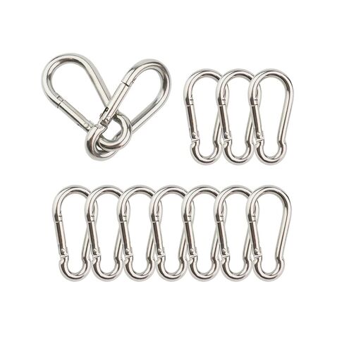 1.97 inch 304 Stainless Steel Carabiner, 16 Pcs M5 Small Carabiners, Carabiner Clip for Keys/Keychain/Flagpole/Rope/Water Bottle/Cage, Spring Snap Hook for Indoor and Outdoor in Saudi Arabia