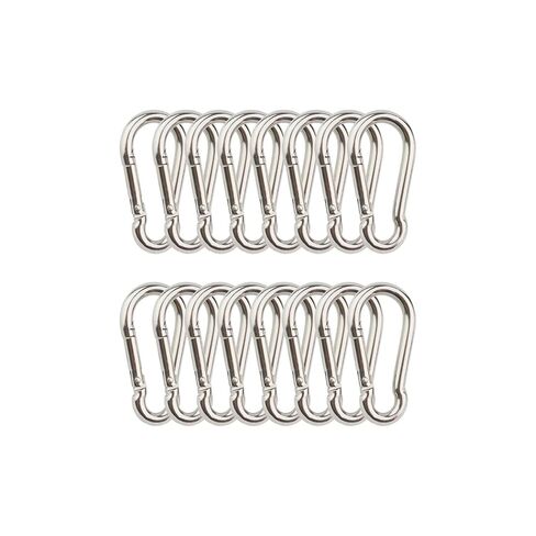 1.97 inch 304 Stainless Steel Carabiner, 16 Pcs M5 Small Carabiners, Carabiner Clip for Keys/Keychain/Flagpole/Rope/Water Bottle/Cage, Spring Snap Hook for Indoor and Outdoor in Saudi Arabia