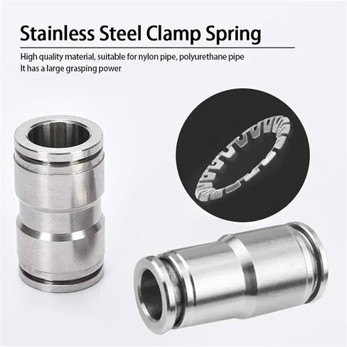 10Pcs 304 Stainless Steel PU PG Pneumatic Quick Connector For Air Pipe Connection (4mm-16mm) Straight Reducing Element(PU-8) in Saudi Arabia