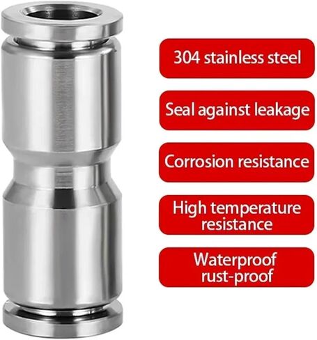 10Pcs 304 Stainless Steel PU PG Pneumatic Quick Connector For Air Pipe Connection (4mm-16mm) Straight Reducing Element(PU-8) in Saudi Arabia