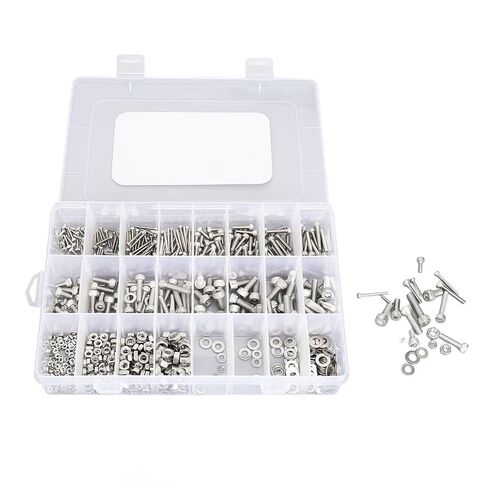 880PCS Stainless Steel Screw Assortment Kit Hex Head Bolts Nuts Flat Washers Boxed for DIY Projects,304 Stainless Steel in Saudi Arabia