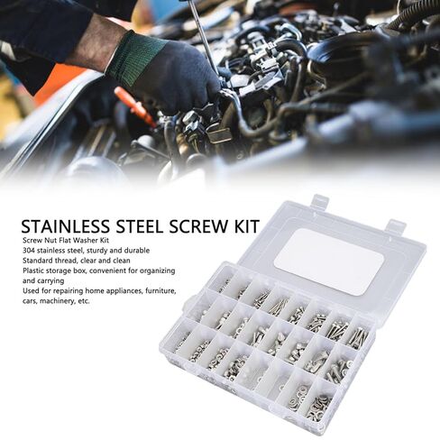 880PCS Stainless Steel Screw Assortment Kit Hex Head Bolts Nuts Flat Washers Boxed for DIY Projects,304 Stainless Steel in Saudi Arabia