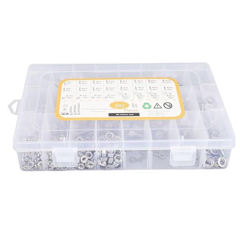 880PCS Stainless Steel Screw Assortment Kit Hex Head Bolts Nuts Flat Washers Boxed for DIY Projects,304 Stainless Steel in Saudi Arabia