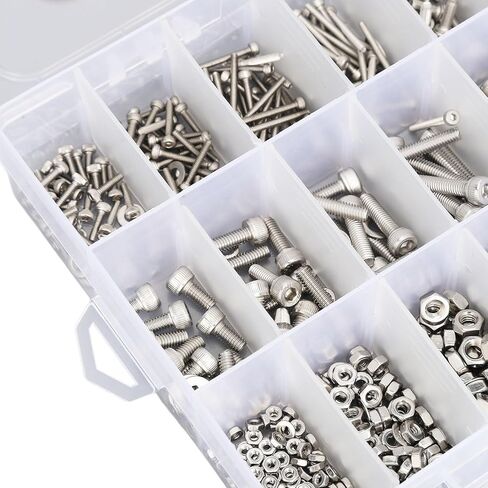 880PCS Stainless Steel Screw Assortment Kit Hex Head Bolts Nuts Flat Washers Boxed for DIY Projects,304 Stainless Steel in Saudi Arabia