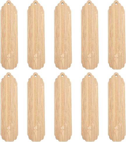 10pcs إشارات خشبية فارغة - علامات خشبية غير مكتملة مع ثقوب لقراءة DIY الإبداعية in Kuwait