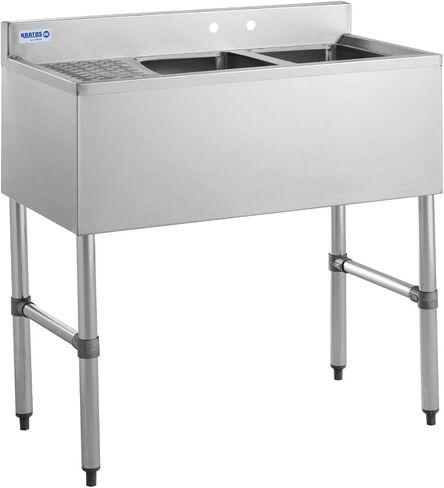 Kratos Commercial Restaurant Sink, 2 Bowl Underbar Compartment Sink with Faucet - 26"x18.75" (29N-114) in Saudi Arabia