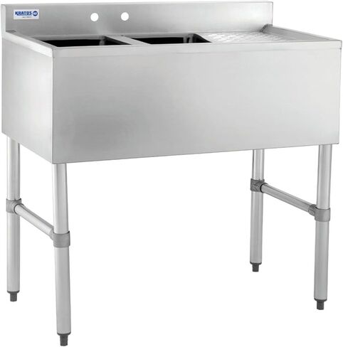 Kratos Commercial Restaurant Sink, 2 Bowl Underbar Compartment Sink with Faucet - 26"x18.75" (29N-114) in Saudi Arabia