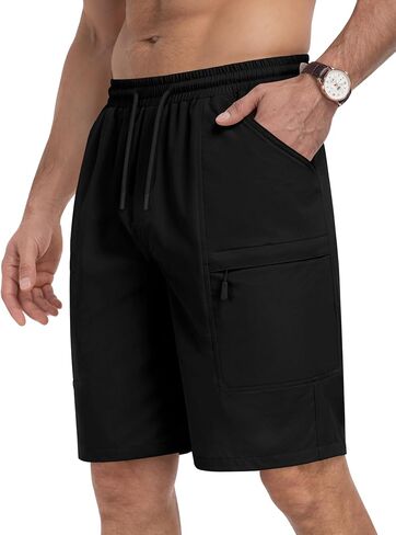 Mens Cargo Casual Shorts Lightweight Stretch Athletic Shorts Elastic Waistband with 5 Pockets Hiking Gym Beach in Saudi Arabia
