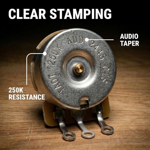 The Art of Tone, CTS 250k Pot for Guitars, Bass, Split Shaft, 450g, 10% Audio Taper Guitar Potentiometer, 250k Potentiometer replacement for Fender potentiometer in Kuwait