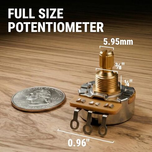 The Art of Tone, CTS 250k Pot for Guitars, Bass, Split Shaft, 450g, 10% Audio Taper Guitar Potentiometer, 250k Potentiometer replacement for Fender potentiometer in Kuwait