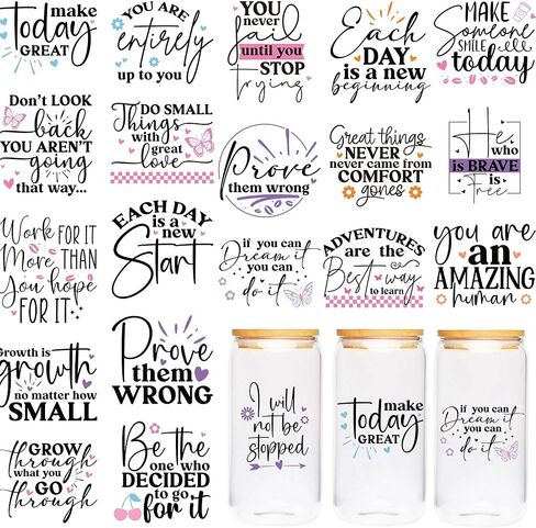 ملصقات لفات UV DTF Cup - 20 ورقة صفيحة UV DTF Transfer Transfer ، Book UVDTF Cup Wraps لـ 16 OZ ، تصميمات Booklover ، تصميمات DIY الإبداعية لزجاجة ماء in Kuwait