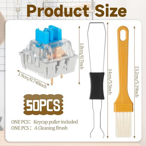 Keyboard Switches 50 PCS Mechanical Keyboards Switches Clickers for 3D Prints with Switch Puller & Brush Clickers for 3D Prints for Most Gaming Keyboards Blue in Saudi Arabia