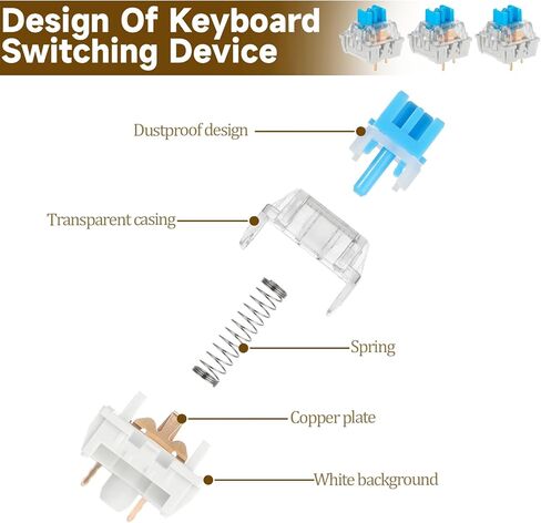 Keyboard Switches 50 PCS Mechanical Keyboards Switches Clickers for 3D Prints with Switch Puller & Brush Clickers for 3D Prints for Most Gaming Keyboards Blue in Saudi Arabia