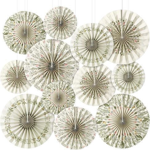 12 PCS CHINOISERIE Paper Paper Fans 8 '' 12 '' 16 '' in Kuwait