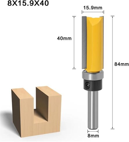 8 مللي متر عرقوب سبيكة حافة مستقيمة قاطعة المطحنة الكمبيوتر آلة الحفر الشق أداة 1/3 قطعة (8x15.9x40 مللي متر) in Kuwait