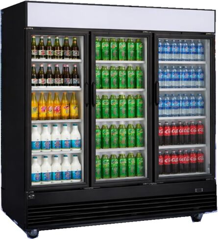 Commercial Refrigerator Glass 3-Door Merchandiser Display Cooler,Beverage Drink Cooler, ETL,NSF certified, Bottom-Mounted 74 inches width, capacity 69 cuft 110V, Restaurant Kitchen Cafe in Kuwait