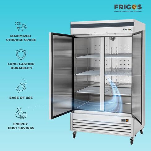 Frigos Premium FGP-RF-2DBC/40 40" Reach-In Refrigerator Double Solid Door 35 Cu Ft Silver - Ideal for Commercial Kitchen Commercial Storage Capacity - Included Liftgate in Kuwait