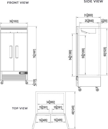 Frigos Premium FGP-RF-2DBC/40 40" Reach-In Refrigerator Double Solid Door 35 Cu Ft Silver - Ideal for Commercial Kitchen Commercial Storage Capacity - Included Liftgate in Kuwait