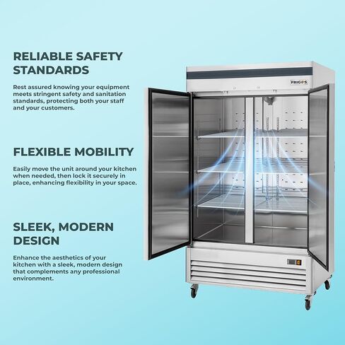 Frigos Premium FGP-RF-2DBC/40 40" Reach-In Refrigerator Double Solid Door 35 Cu Ft Silver - Ideal for Commercial Kitchen Commercial Storage Capacity - Included Liftgate in Kuwait