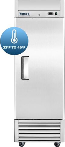 Frigos FG-RF-1D 27" Solid Single Door Commercial Refrigerator 21 Cu Ft - Stainless Steel Exterior ETL Certified with LED Lighting - Commercial Cooler 1/6 HP Compressor Included Liftgate in Kuwait